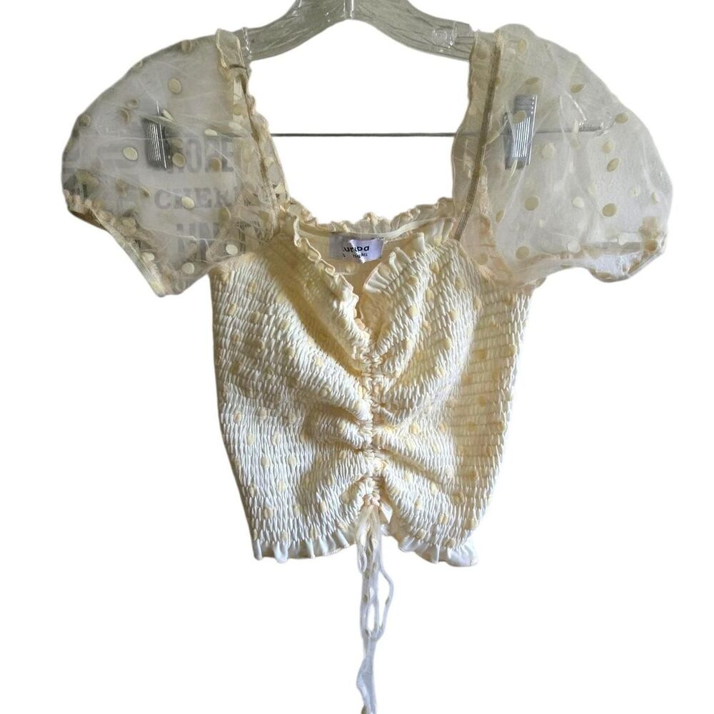 Europa The Label cream polka dot top with tie up detail Size S